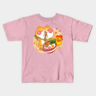 Cute Shiba Inu Ramen Kids T-Shirt